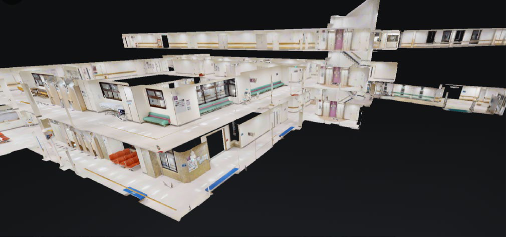 病院建物を再現した3Dドールハウスビュー